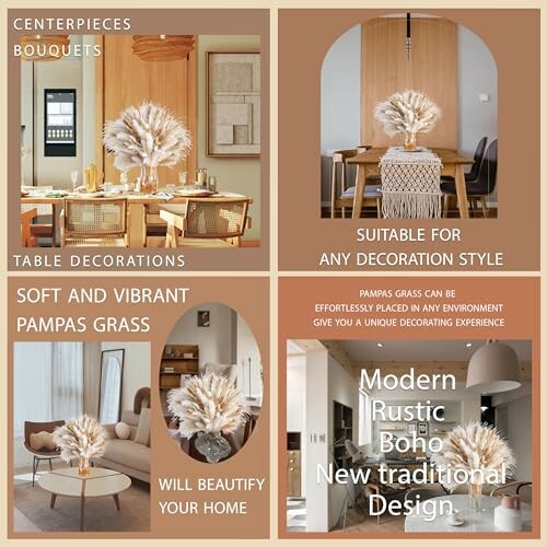 Pampas grass used in various home decor styles.