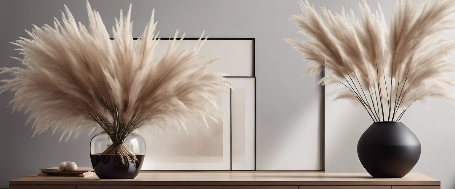 Minimalist interior with pampas grass